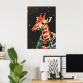 Giraffe Astronaut Poster, Giraffe Retro Print (Thuiskantoor)