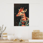 Giraffe Astronaut Poster, Giraffe Retro Print (Keuken)