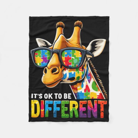Giraffe Autisme Bewustzijn Het Is Ok Om Anders Te  Fleece Deken (Voorkant)
