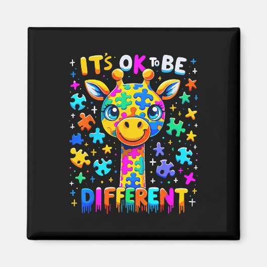 Giraffe Autisme Bewustzijn Het Is Ok Om Verschille Magneet (Voorkant)
