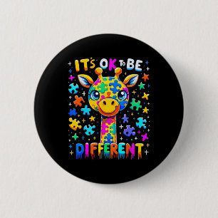 Giraffe Autisme Bewustzijn Het Is Ok Om Verschille Ronde Button 5,7 Cm