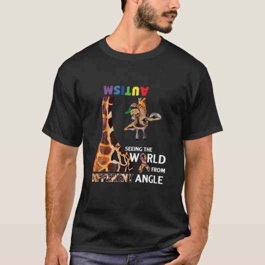 Giraffe Autisme-dag die de wereld van verschillend T-shirt (Voorkant)