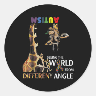 Giraffe autisme die de wereld van verschillende ka ronde sticker