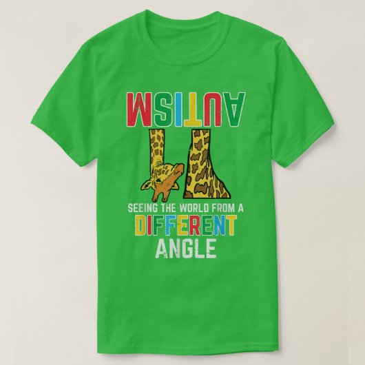 Giraffe autisme die wereldverschillende hoeken zie t-shirt (Design voorkant)