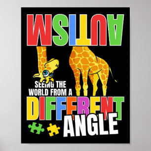 Giraffe-autisme Grappig om de wereld vanuit een an Poster