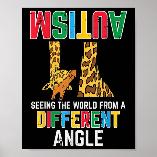 Giraffe Autisme Zing Wereldwijde hoek Poster (Voorkant)