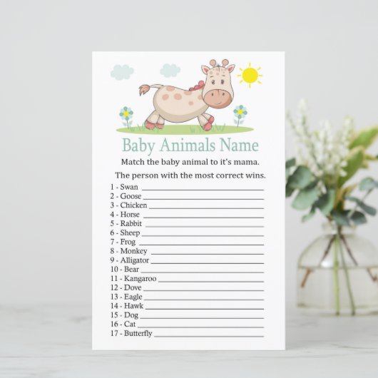 Giraffe Baby Animals Name Game (Staand voorkant)