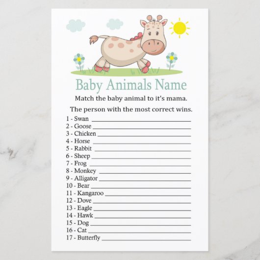 Giraffe Baby Animals Name Game (Voorkant)