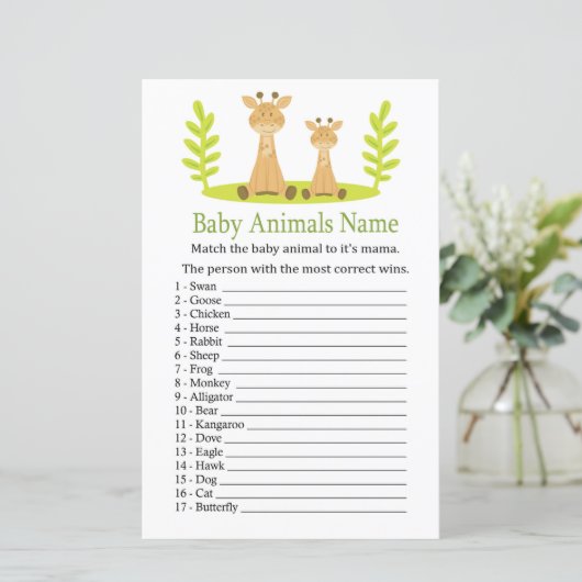 Giraffe Baby Animals Name Game (Staand voorkant)