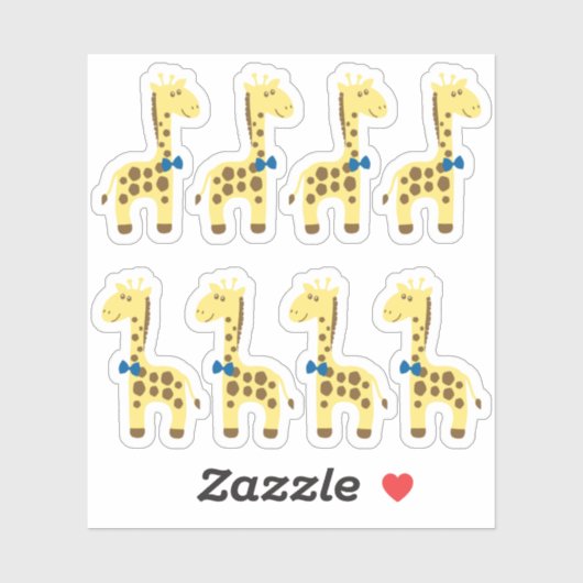 Giraffe Baby Boy Blauw Vlinderplanner / Scrapbook Sticker (Vel)