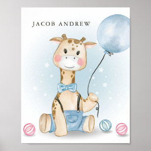 Giraffe Baby Boy Nursery Poster