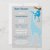 Giraffe Baby Boy Shower-uitnodigingen Kaart (Voorkant)