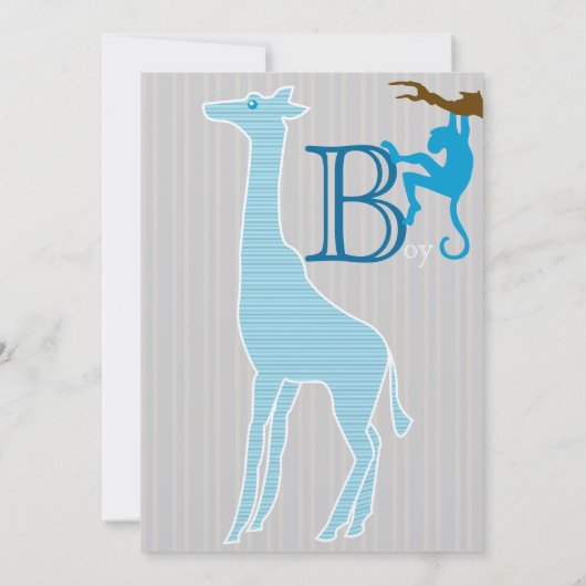 Giraffe Baby Boy Shower-uitnodigingen Kaart (Achterkant)