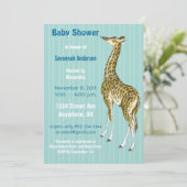  Giraffe Baby Boy Shower-uitnodigingen Kaart (Staand voorkant)
