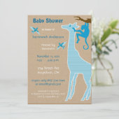 Giraffe Baby Boy Shower-uitnodigingen Kaart (Staand voorkant)