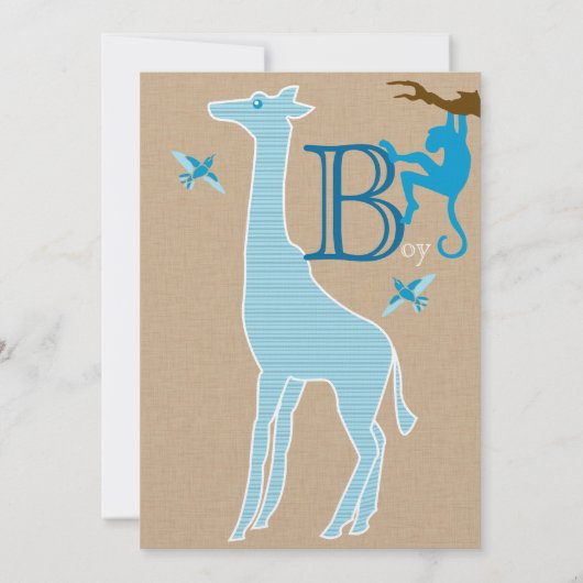 Giraffe Baby Boy Shower-uitnodigingen Kaart (Achterkant)