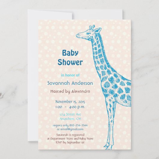 Giraffe Baby Boy Shower-uitnodigingen Kaart (Voorkant)