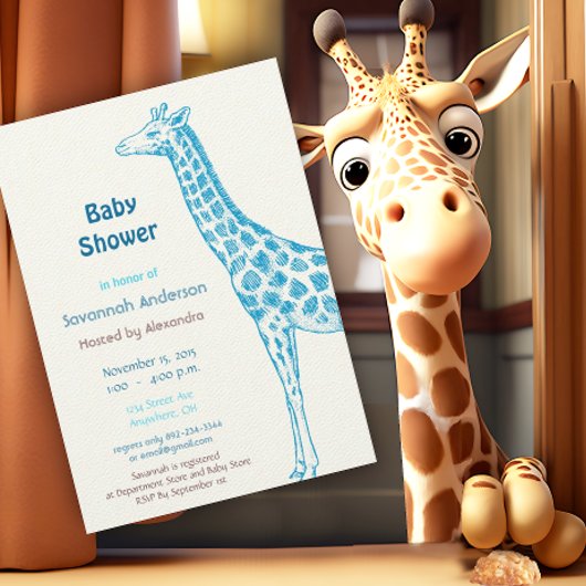Giraffe Baby Boy Shower-uitnodigingen Kaart