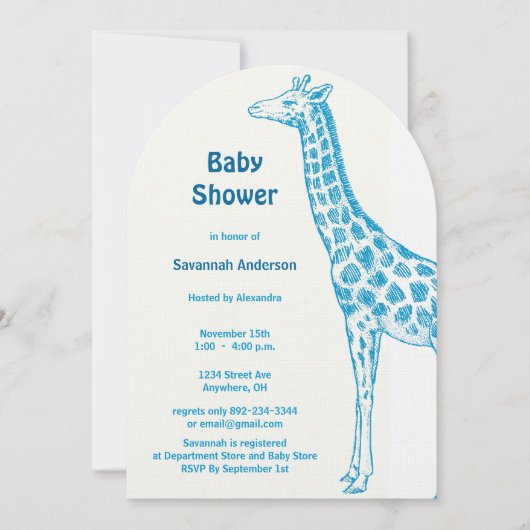 Giraffe Baby Boy Shower-uitnodigingen Kaart (Voorkant)