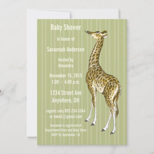 Giraffe Baby Boy Shower-uitnodigingen Kaart (Voorkant)