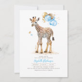 Giraffe Baby Cute Brown en Blue Baby shower Kaart (Voorkant)