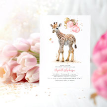 Giraffe Baby Cute Pink Brown Gold Girl Baby shower