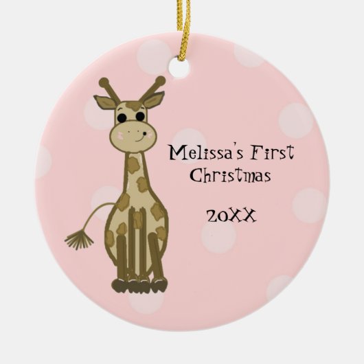 Giraffe Baby Eerste Kerstmis Keramisch Ornament (Voorkant)