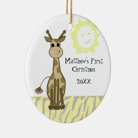Giraffe Baby Eerste Kerstmis Keramisch Ornament (Rechts)