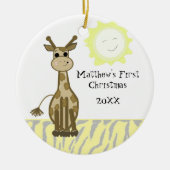 Giraffe Baby Eerste Kerstmis Keramisch Ornament (Voorkant)