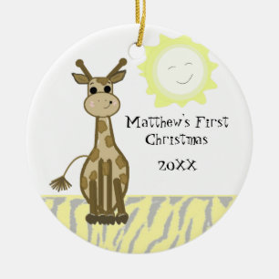 Giraffe Baby Eerste Kerstmis Keramisch Ornament