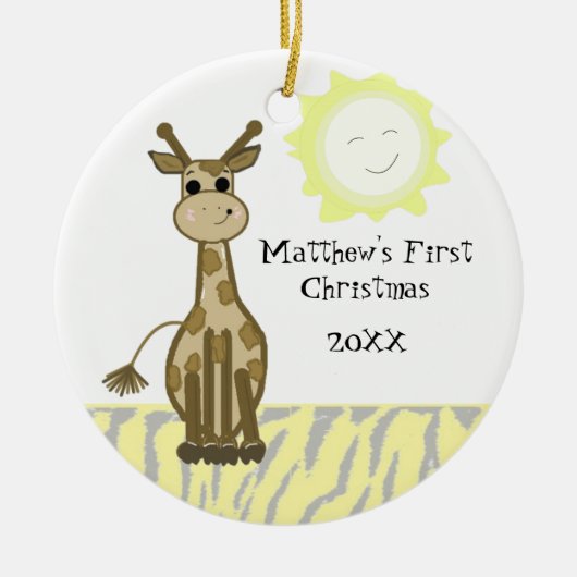 Giraffe Baby Eerste Kerstmis Keramisch Ornament (Voorkant)