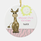 Giraffe Baby Eerste Kerstmis Keramisch Ornament (Voorkant)