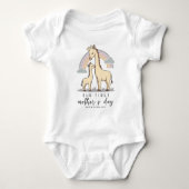 Giraffe Baby en Moeder Eerste Moederdag Soft Paste Romper (Voorkant)