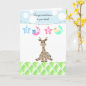 Giraffe Baby gefeliciteerd Kaart (Gele Bloem)