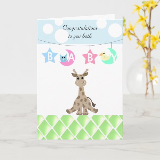 Giraffe Baby gefeliciteerd Kaart (Gele Bloem)