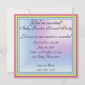 Giraffe Baby Gender Reveal Party Invitation Kaart (Achterkant)