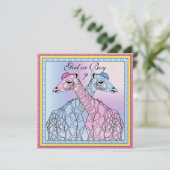 Giraffe Baby Gender Reveal Party Invitation Kaart (Staand voorkant)