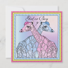 Giraffe Baby Gender Reveal Party Invitation Kaart