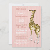  Giraffe Baby Girl Shower Invitations Kaart (Voorkant)