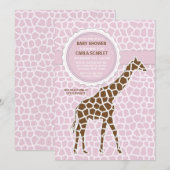 Giraffe Baby Girl Shower Kaart (Voorkant / Achterkant)