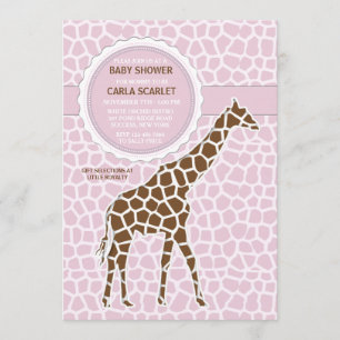 Giraffe Baby Girl Shower Kaart