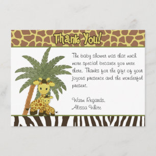 Giraffe Baby mama Baby shower Dank je wel FLAT Bedankkaart