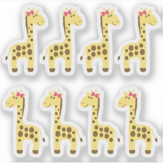 Giraffe Baby Meisje Roze Bow Planner / Scrapbook Sticker (Voorkant)