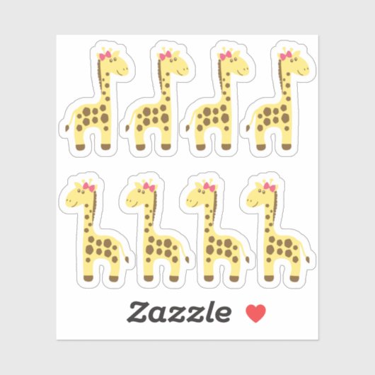 Giraffe Baby Meisje Roze Bow Planner / Scrapbook Sticker (Vel)