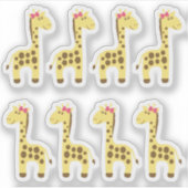 Giraffe Baby Meisje Roze Strik Planner / Scrapbook Sticker (Voorkant)