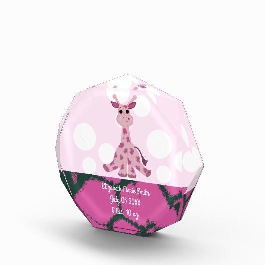 Giraffe Baby Meisjes Geboortedatum Fotoblokken (Rechts)