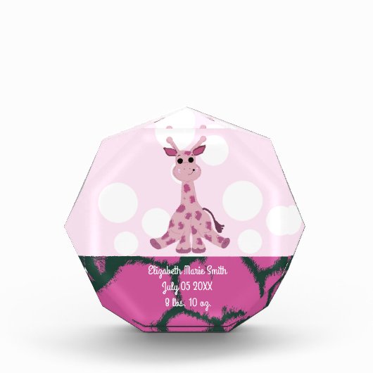 Giraffe Baby Meisjes Geboortedatum Fotoblokken (Voorkant)