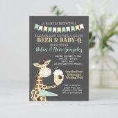 Giraffe Baby-Q Koppels Baby shower Uitnodiging (Staand voorkant)