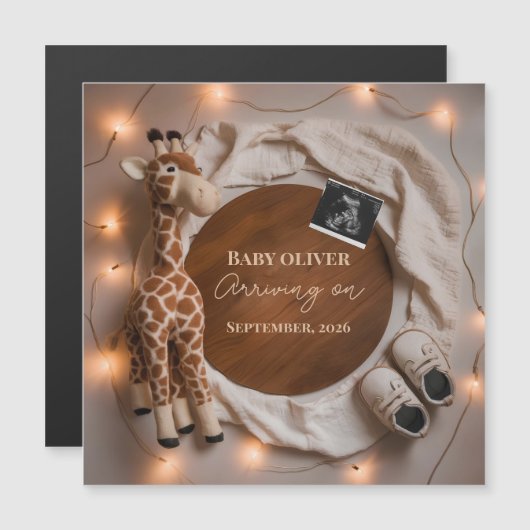  giraffe baby reveal pregnancy announcement card (Voorkant / Achterkant)