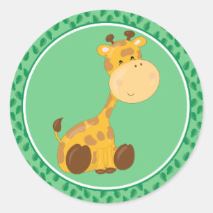 Giraffe Baby Safari Animals Round Sticker